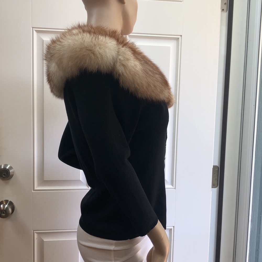 Willi Smith Fur Collar Silk Sweater M - Picture 10 of 14